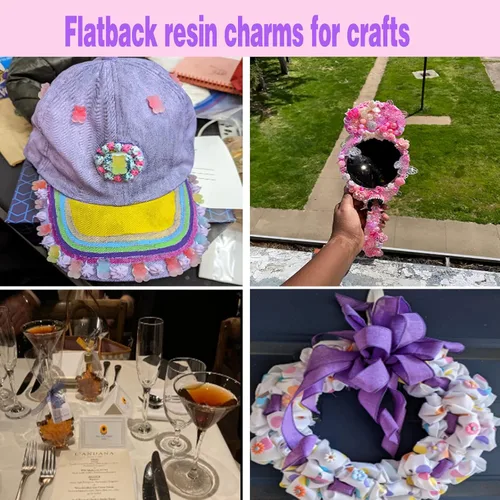 Miniatura 6 de 250 cuentas 3D con parte trasera plana, lazos de flores surtidos en color negro, rosa, blanco, cuentas de mariposa con parte trasera plana, perlas