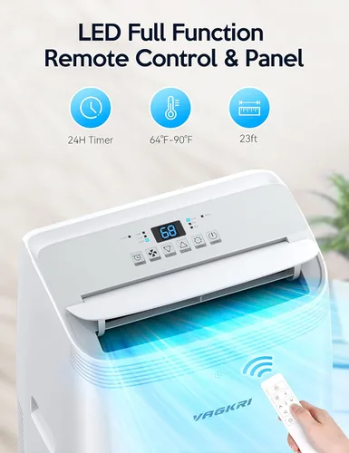 Miniatura 6 de VAGKRI Aire acondicionado portátil de 12,000 BTU, CA 3 en 1 con ventilador y deshumidificador, enfría hasta 450 pies cuadrados, unidad de CA de bajo