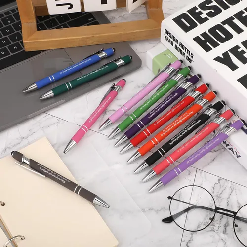 Miniatura 5 de Fuutreo 12 bolígrafos inspiradores con citas motivacionales, para compañeros de trabajo, oficina, profesores, tinta negra de 0.039 pulgadas