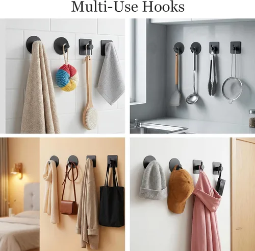 Miniatura 6 de Juego de 10 accesorios de baño negro mate, juego de toallas de baño ajustables de 14.5-24 pulgadas, juego de accesorios de baño de acero inoxidable