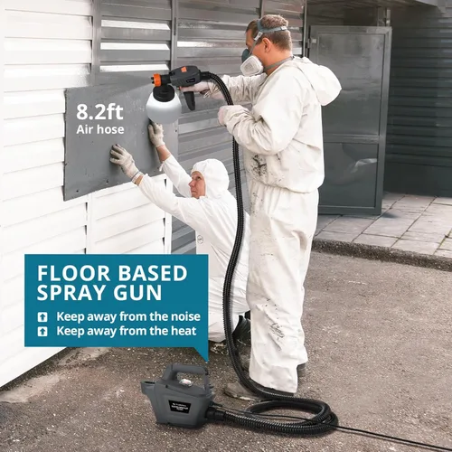 Miniatura 7 de Tilswall Paint Sprayer, 800W HVLP 1200ML/Min Electric Spray Paint Gun with 2.5M Air Hose, 1300ML Detachable Container, 3 Nozzle Sizes & 3 Patterns