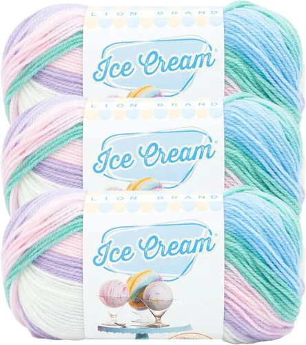 Miniatura 54 de Lion Brand Yarn, Hilo para Bebé Ice Cream para tejer, ganchillo y manualidades, Baseball Nut, 1 paquete, fibra acrílica colorida de peso DK