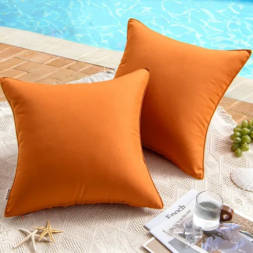 Miniatura 15 de MIULEE - Juego de 2 fundas de almohadas decorativas para exteriores, impermeables, cuadradas, para jardín, para cenador de primavera, tienda de Negro