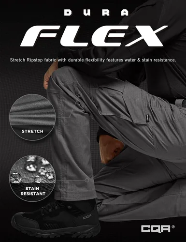 Miniatura 6 de CQR Men's Flex Ripstop Tactical Pants, Water Resistant Stretch Cargo Pants, Lightweight EDC Hiking Work Pants