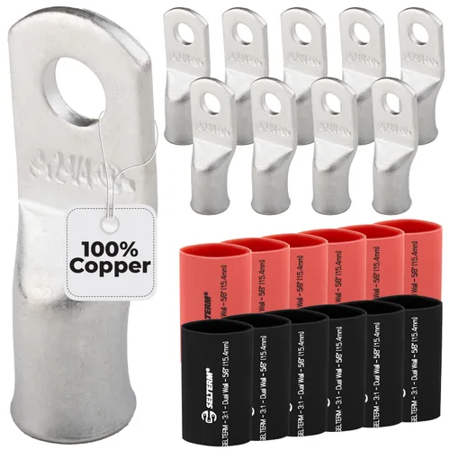 Miniatura 134 de SELTERM 5 piezas terminales de cable de cobre estañado 1/0 AWG perno de 1/2", extremos de cable de batería, terminales de anillo, conectores
