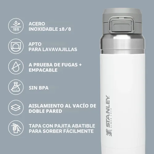 Miniatura 4 de Stanley Quick Flip GO - Botella de agua de 24 onzas Tapa con botón pulsador A prueba de fugas y empacable para viajes y deportes Acero