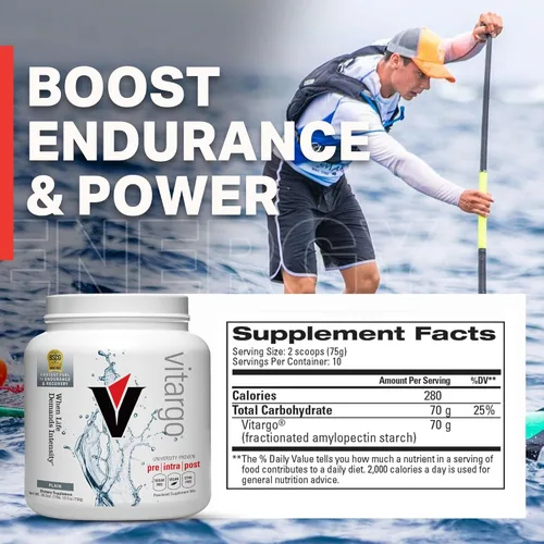 Miniatura 10 de Vitargo Polvo de Carbohidratos Alimenta el Glucógeno Muscular 2 Veces Más Rápido 1 Libra Sin Sabor Polvo Pre y Post Entrenamiento