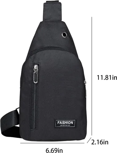 Miniatura 6 de Pequeña bolsa cruzada para el pecho, bolso con correa, mochila de senderismo para hombres y mujeres con agujero para auriculares