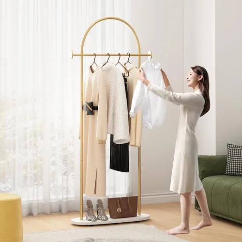 Miniatura 12 de Percheros independientes con base de mármol, soporte de ropa resistente para entrada, dormitorio, sala de estar, boutiques, 15.7 pulgadas de largo