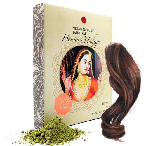 Henna & Indigo Powder - Tinte para el cabello marrón - Orgánico fresco y puro - 7oz - Indian Natural Hair Care