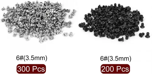 Miniatura 3 de uxcell 6#-32 Tornillos 300pcs Plata, 200pcs Negro PC PC Case 3.5 pulgadas HDD Plano Phillips Cabeza Disco Duro Tornillo