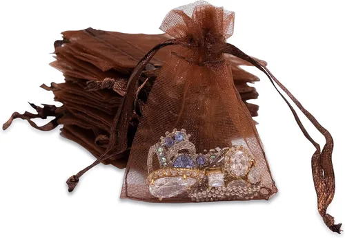 Miniatura 20 de TheDisplayGuys - Paquete de 48 bolsas de regalo de organza transparente negra de 2 x 2-3/4 pulgadas con cordón, bolsas de regalo para joyas, bolsas