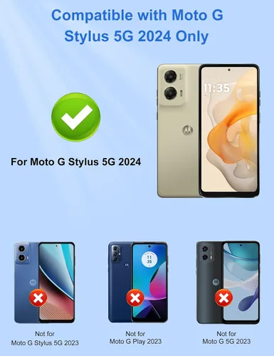 Miniatura 7 de COOYA Funda para Moto G Stylus 2024 con 5 ranuras para tarjetas de crédito, funda con tapa para G Stylus 2024, bolsillo trasero, doble capa, carcasa