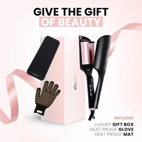 Miniatura 7 de ELLA BELLA® Ultimate Waver Rizador • Herramienta Rizadora • Ajustes de calor ajustables • Rizador de pelo de doble voltaje • Tecnología Negro/Oro
