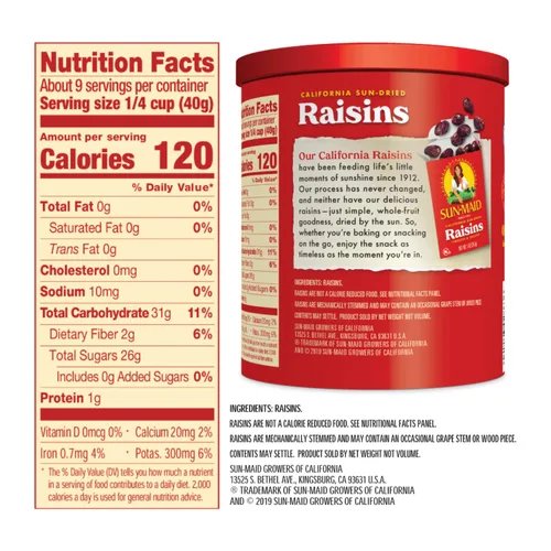 Miniatura 7 de Sun-Maid California Sun-Dried Raisins - Recipiente resellable de 13 onzas, frutas secas para aperitivos saludables, almuerzos escolares