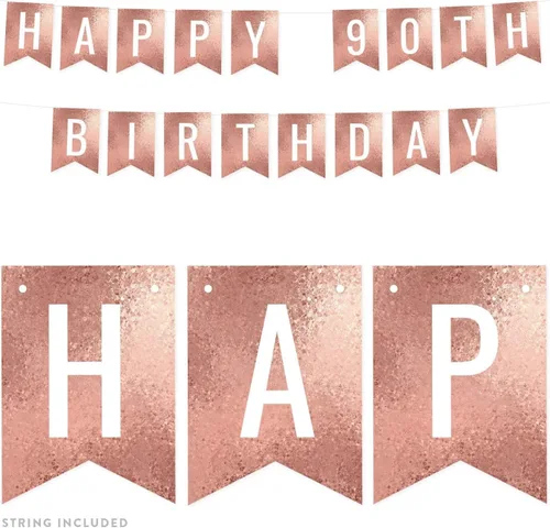 Miniatura 21 de Andaz Press Pancarta decorativa de mosaico con purpurina de oro rosa para fiesta de cumpleaños, 100 años de amor, aproximadamente 5 pies, 1 juego