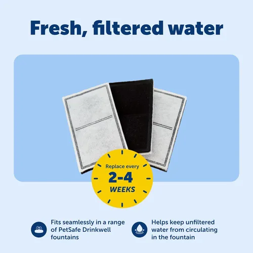 Miniatura 3 de PetSafe Drinkwell - Kit de filtro de repuesto para fuentes de agua Everflow y exteriores para perros y gatos, el kit contiene 3 filtros de carbono