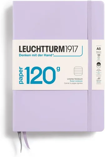 Miniatura 25 de LEUCHTTURM1917 - 120G Edición Especial - Cuaderno Mediano A5 de Tapa Dura Liso (Negro) - 203 Páginas Numeradas con Papel de 120gsm