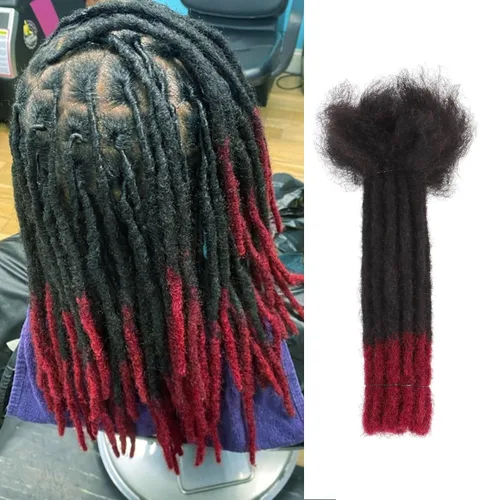 Miniatura 25 de Viovian Extensiones de rastas de 0.23 pulgadas de cabello humano de 6 pulgadas, 20 hebras ombré, extensiones de cabello humano para hombres, 1b/27