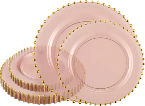 Miniatura 13 de Plasticpro - Juego de platos combinados de 32 piezas de plástico para cena, platos desechables de plástico elegantes y resistentes para fiestas de 7