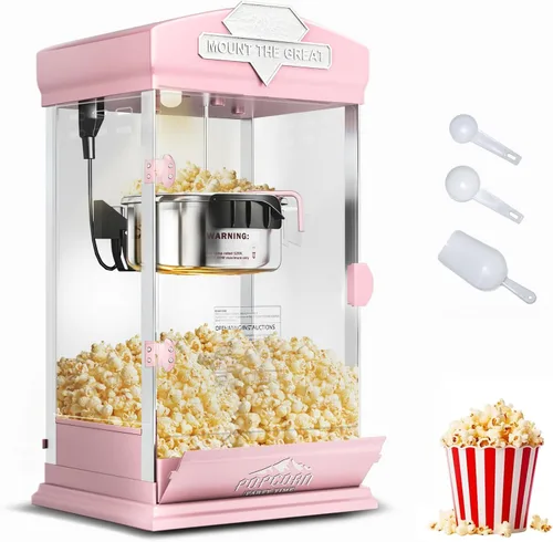 Miniatura 23 de Máquina de palomitas de maíz de 8 onzas con carro, máquina para hacer maíz con ruedas y hervidor de acero inoxidable que hace hasta 32 tazas