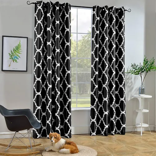 Miniatura 26 de Melodieux - Cortina opaca con aislamiento térmico y ojales, de estilo marroquí, 100 x 84 pulgadas, color gris (1 panel)