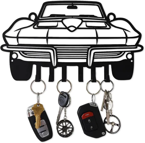 Miniatura 22 de MOOH Llavero de metal para automóvil con 6 ganchos, decoración única de pared para hombres y mujeres, decoración de cueva de hombre genial