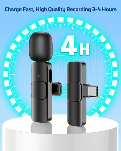 Miniatura 6 de Micrófono de solapa inalámbrico Lavalier para iPhone - Mini micrófono Bluetooth con reverberación, micrófono portátil con clip para grabación