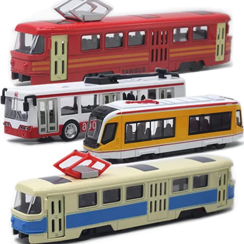 OTONOPI Juego de Tren de Juguete Tren de Metro Bala Tren de Alta Velocidad Locomotora Motor Coche Modelo de Metal para Niños Paquete de 4