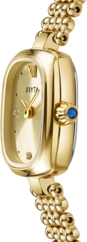 Miniatura 2 de FIYTA Reloj dorado pequeño para mujer, caja rectangular vintage, relojes de pulsera de acero inoxidable para mujer