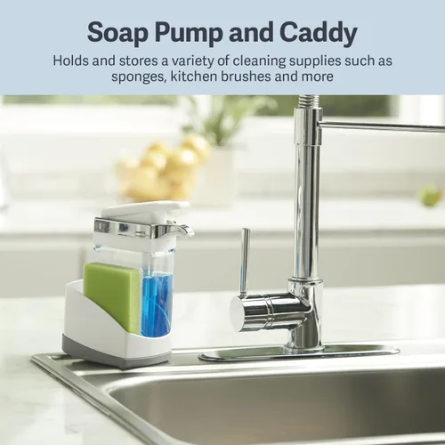 Miniatura 2 de Casabella Sink Sider Solo Bomba de Jabón y Portaesponjas para Fregaderos de Cocina, Organizador de Fregadero de Cocina Portaesponjas y Bomba
