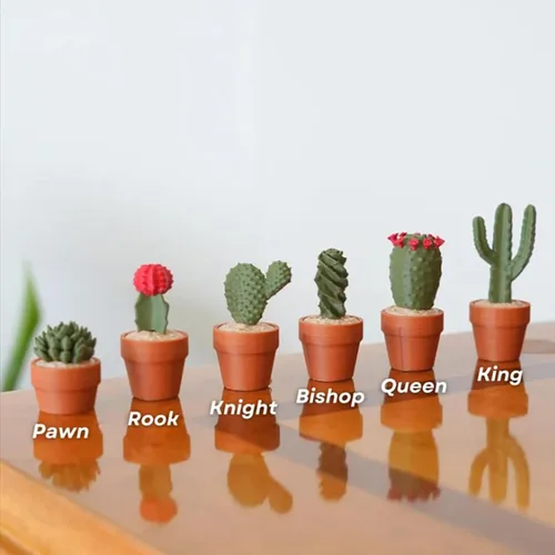 Miniatura 8 de Cactichess - Juego de ajedrez de cactus enrollable avanzado, tablero de ajedrez con temática de cactus, juego de ajedrez portátil impreso en 3D