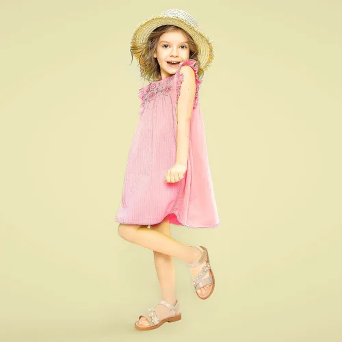 Miniatura 5 de PANDANINJIA Gina - Sandalias de verano con punta abierta para niñas, zapatos planos de vestir para niñas pequeñas y grandes