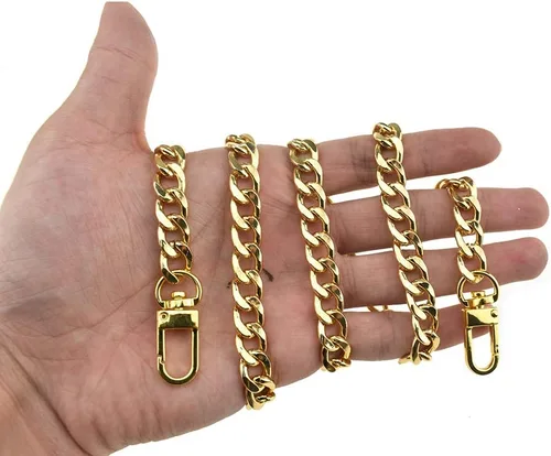 Miniatura 38 de HAHIYO Correa metálica de cadena para bolso de 43.3' de oro para bolso cruzado, bandolera y bolso de mano, cómoda y plana de 0.4' de ancho, extra