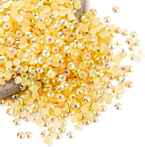Miniatura 16 de Diamantes de imitación AB verdes a granel, 5000 piezas de diamantes de imitación de fondo plano redondos de gelatina AB sin fijación térmica, gemas