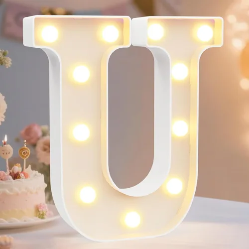 Miniatura 59 de Pooqla Letras con luces LED de marquesina, letras decorativas iluminadas en blanco cálido y blanco frío, letras del alfabeto iluminadas para niños