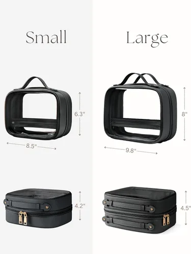 Miniatura 4 de Bolsa de Cosméticos Transparente de Doble Capa Bolsa de Artículos de Tocador de Viaje Estuche de Maquillaje Transparente con 4 Compartimentos, Bolsa
