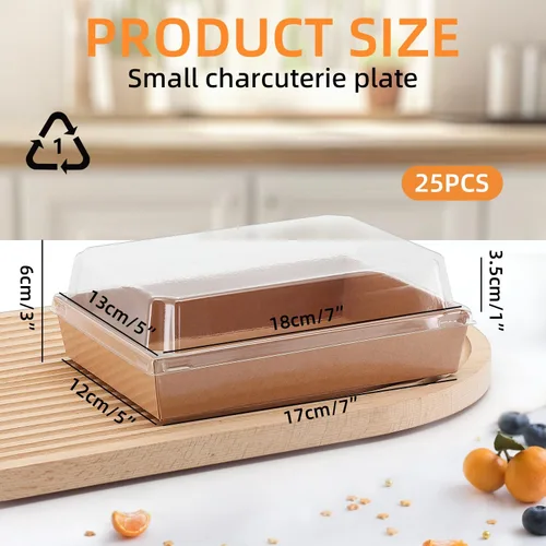 Miniatura 2 de Cajas de embutidos de 7 x 5 x 2.5 pulgadas con tapas transparentes, cajas grandes desechables de postre de panadería, recipientes para llevar