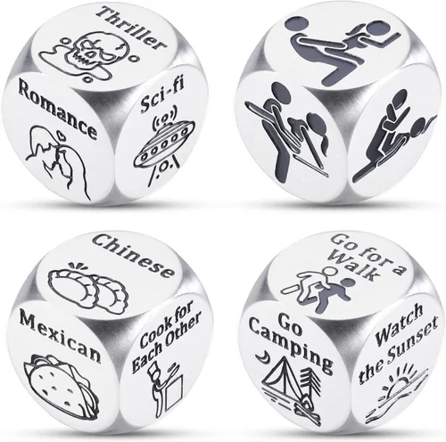 Miniatura 9 de Dados de intercambio de regalos de Papá Noel, 2 piezas de dados de decisión de alimentos, rellenos de calcetines de Navidad, regalos divertidos
