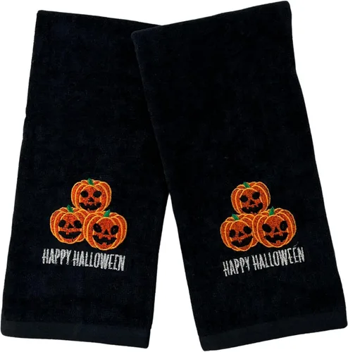Miniatura 23 de Serafina Home Toallas de mano de baño de Halloween, fantasmas bordados, diseño Boo, juego de 2, color negro, 16 x 25 pulgadas