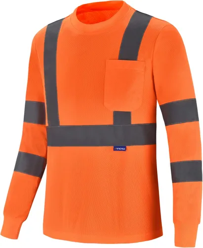 Miniatura 11 de A-SAFETY Camisa de seguridad, camiseta de trabajo de alta visibilidad, manga larga y corta, clase 3 (XS-6XL)