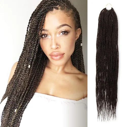 Miniatura 38 de AU-THEN-TIC Cabello senegalés con trenzas de ganchillo de 22 pulgadas, 6 paquetes de 40 mechones por paquete, extensiones de cabello de ganchillo