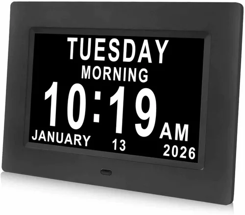 Miniatura 11 de Jaihonda Reloj de demencia para personas mayores Reloj digital con fecha y hora para ancianos - 15 alarmas Nivel 5 de brillo Pantalla de números