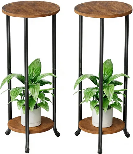 Simple Trending Soporte para plantas para interiores y exteriores, 29.4 pulgadas de alto, estante de almacenamiento de flores, juego de 2, estante