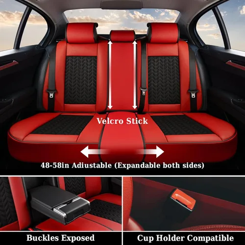 Miniatura 4 de Coverado Juego completo de fundas de asiento de automóvil de 5 asientos, fundas de asiento delantero y trasero para automóviles, cojín de asiento
