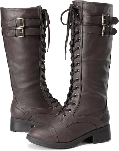 Miniatura 4 de DREAM PAIRS - Botas de poliuretano a la rodilla para mujer, estilo de equitación o combate