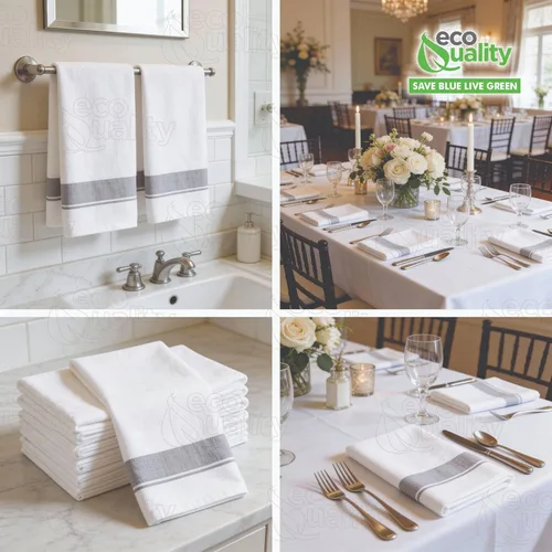 Miniatura 5 de Servilletas de cena desechables como tela con diseño de borde plateado, toallas de un solo uso con tacto de lino, absorbentes, suaves, elegantes