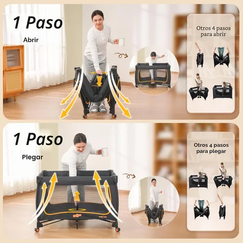 Miniatura 2 de Pamo Babe Paquete de bebé 6 en 1 y juego con moisés – Cuna de viaje de configuración de un solo paso, pequeño corralito portátil para bebés, cuna