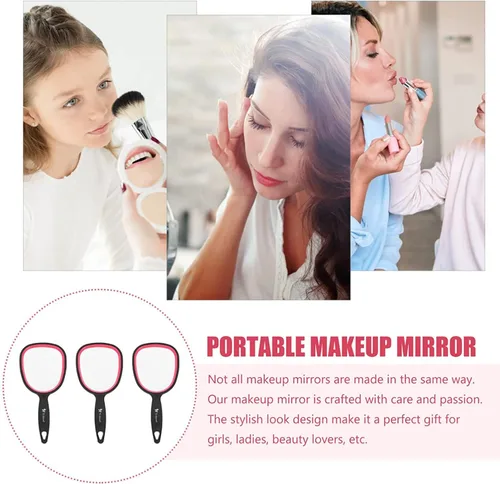 Miniatura 3 de Espejo de mano pequeño con asa para mujeres y niñas, espejos de mano ligeros para regalo, espejo de mango personal para maquillaje, viajes, baño