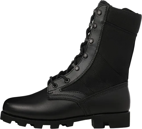 Miniatura 46 de Botas militares de WIDEWAY para hombres, botas de combate de jungla tácticas de cuero resistente al deslizamiento, negras, para hombres, todo